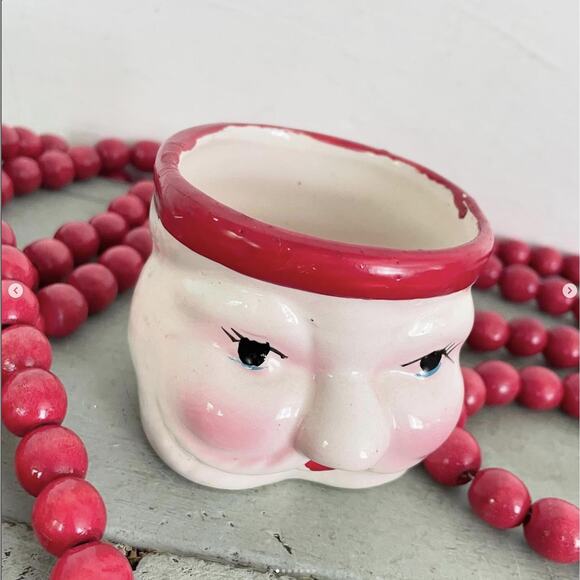 Vintage Christmas Santa Head Ceramic Vase Handleless Mug Unique - Picture 2 of 7